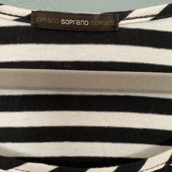 Soprano Stripe 3/4 Sleeve Tee Navy & White Small - Picture 2 of 4